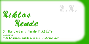 miklos mende business card